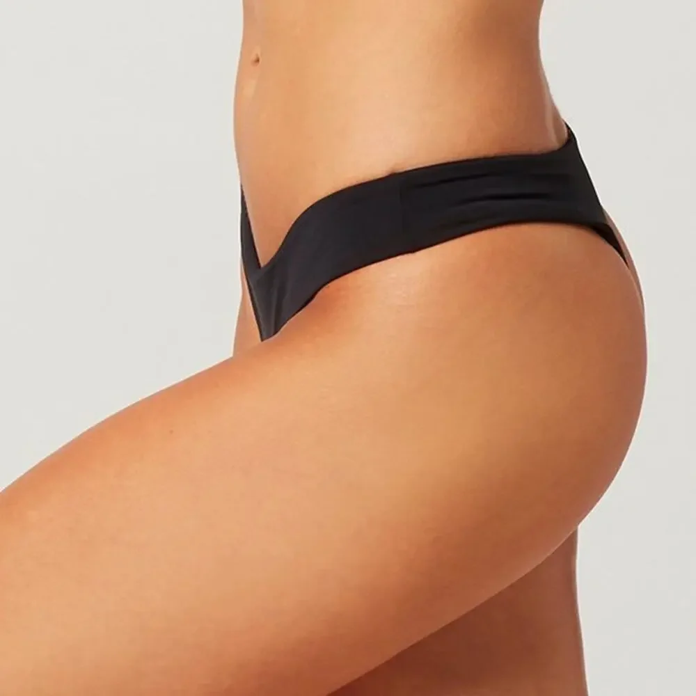 NWT L*Space Rio Seamless Itsy Cheeky Coverage Bikini Bottom Black Bestseller $70